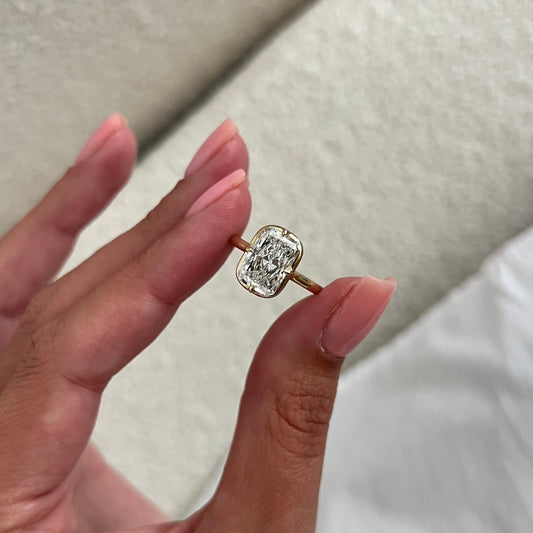 1.0-3.0 CT radiant cut Lab Grown Diamond bezel Engagement Ring