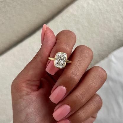 1.0-3.0 CT radiant cut Lab Grown Diamond bezel Engagement Ring