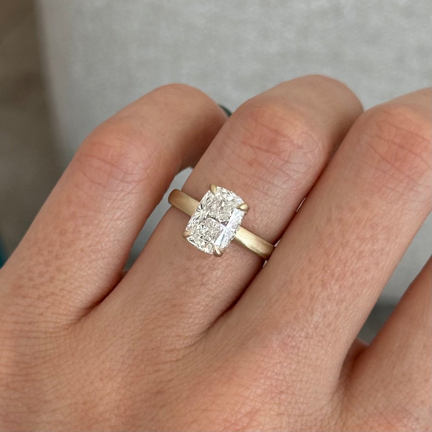 1.0-3.0 CT Elongated Cushion Lab Grown Diamond hidden halo Engagement Ring