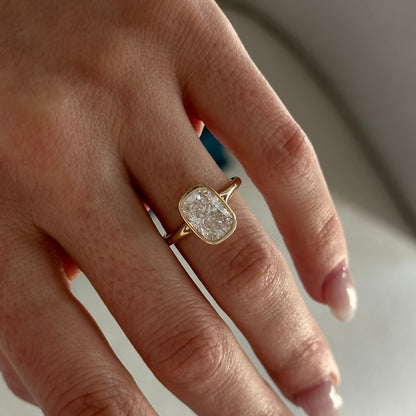 3.0-5.0 CT Elongated Cushion Lab Grown Diamond bezel Engagement Ring