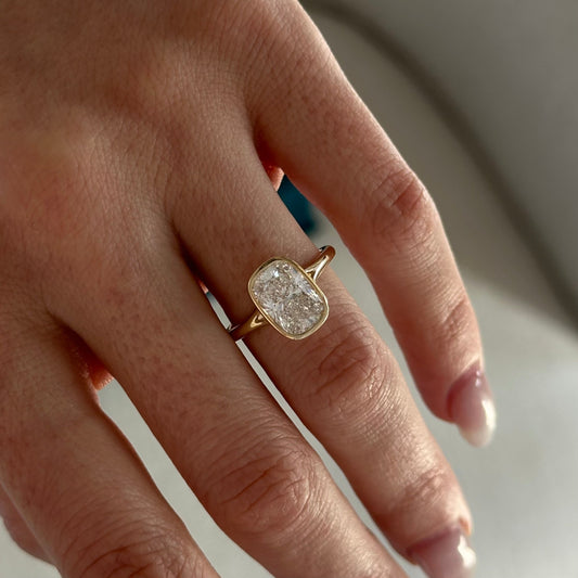 3.0-5.0 CT Elongated Cushion Lab Grown Diamond bezel Engagement Ring