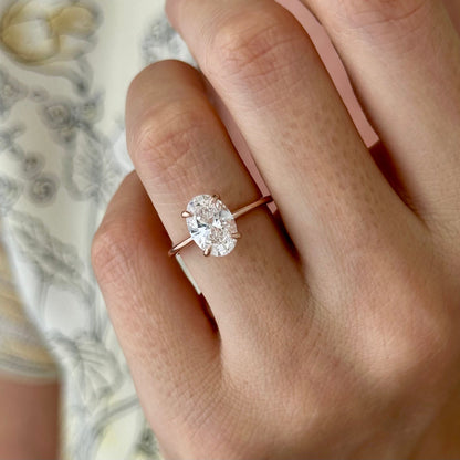 1.0-3.0 CT Oval cut Lab Grown Diamond Solitaire Engagement Ring