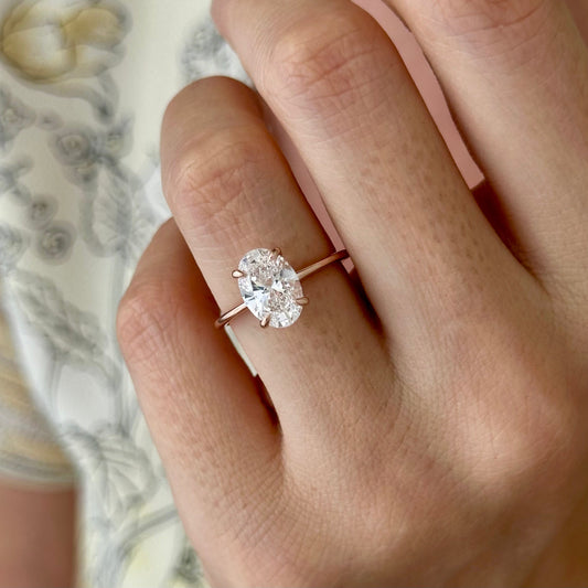1.0-3.0 CT Oval cut Lab Grown Diamond Solitaire Engagement Ring