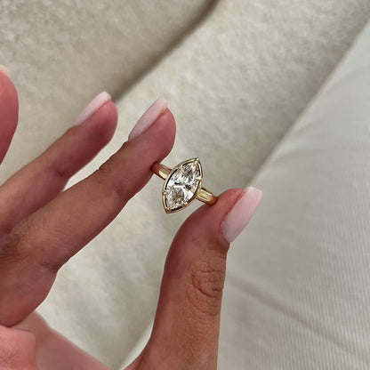 1.0-3.0 CT Marquise cut Lab Grown Diamond Six prong bezel Engagement Ring