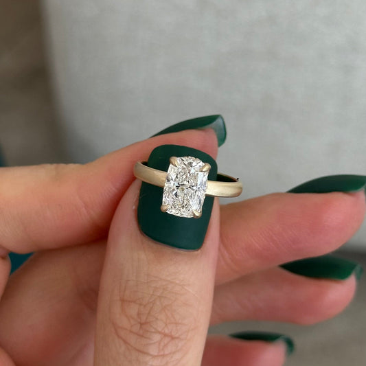 1.0-3.0 CT Elongated Cushion Lab Grown Diamond hidden halo Engagement Ring