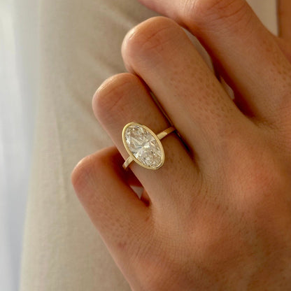 1.0-3.0 CT Oval cut Lab Grown Diamond bezel Engagement Ring