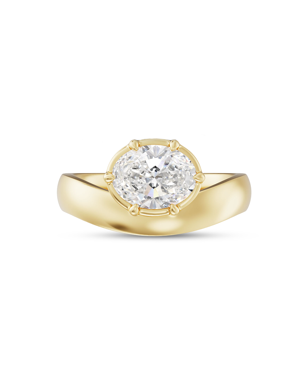 Beatrice- East West Oval Solitaire Signet Style Lab Grown Diamond Engagement Ring