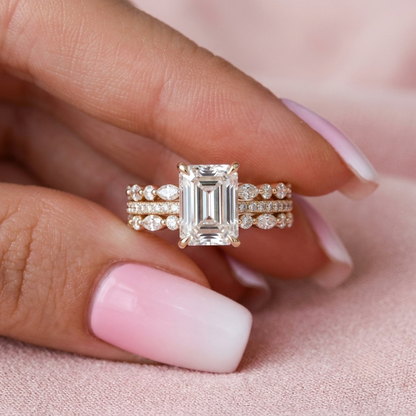 2.50 CT Emerald Pave Style Moissanite Bridal Ring Set  in 10K White Gold – Ready to Ship (US 5.5)