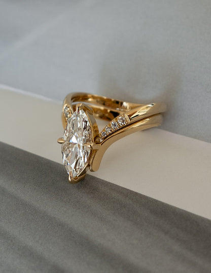 1.25 - 3.0 CT Marquise Shaped Lab Grown Diamond Solitaire Style Bridal Set