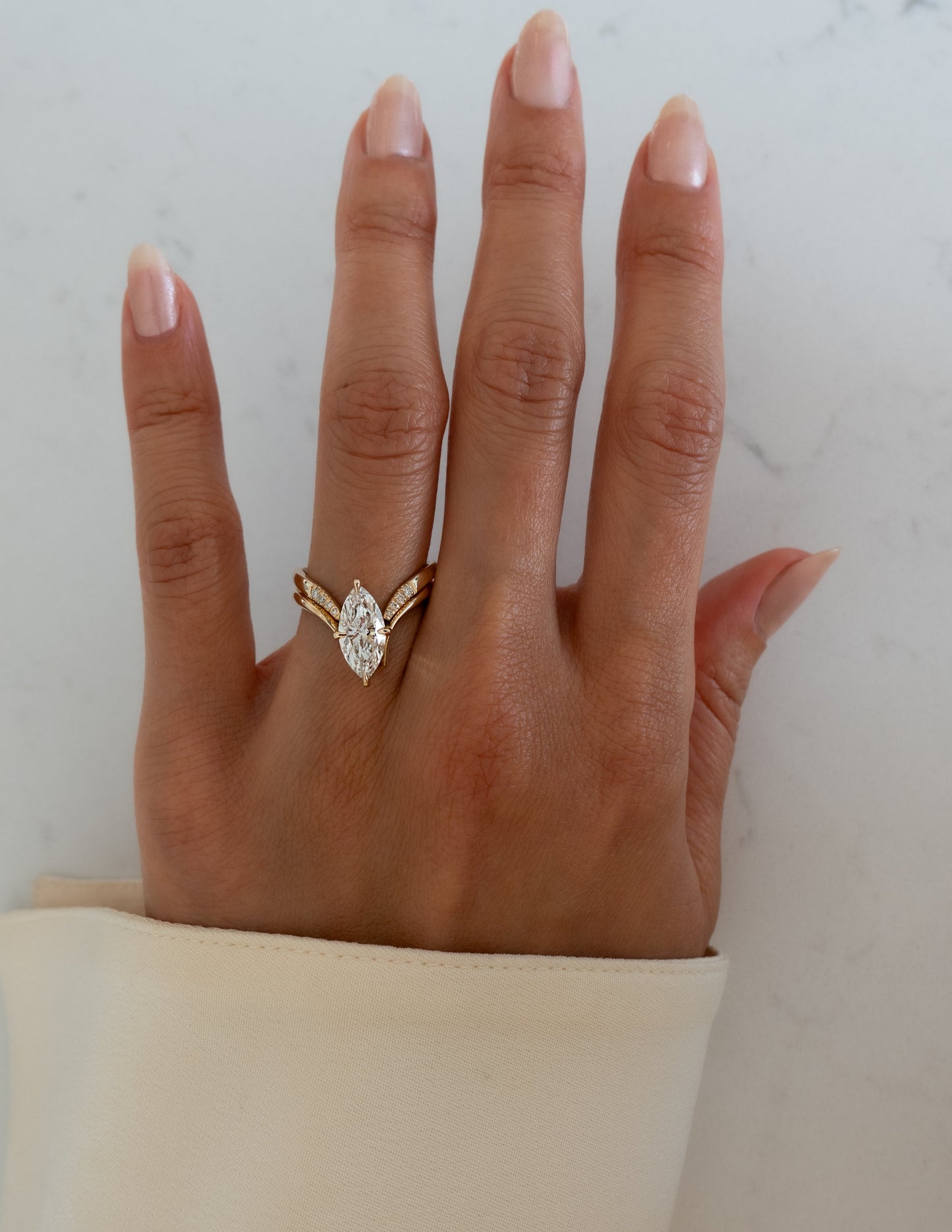1.25 - 3.0 CT Marquise Shaped Lab Grown Diamond Solitaire Style Bridal Set