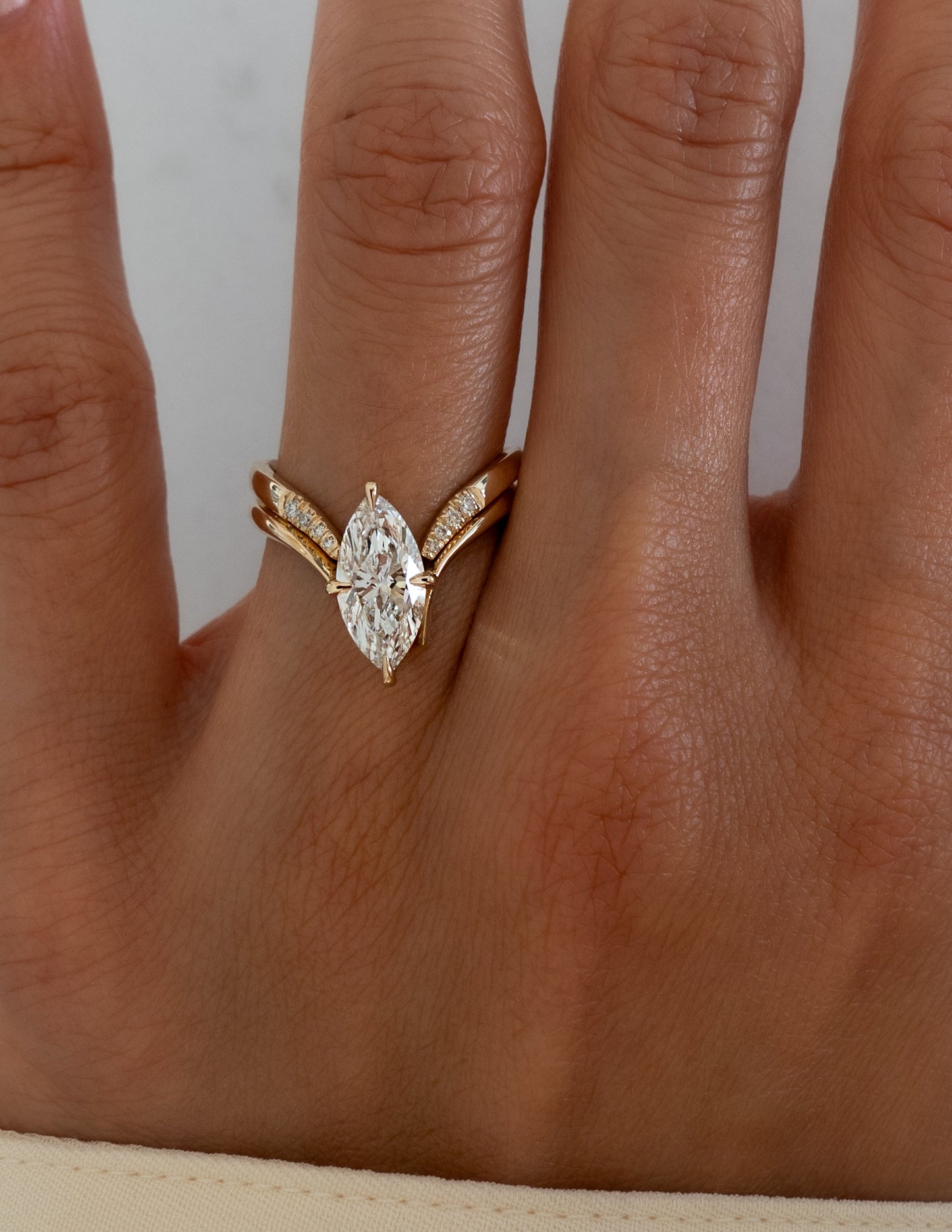 1.25 - 3.0 CT Marquise Shaped Lab Grown Diamond Solitaire Style Bridal Set