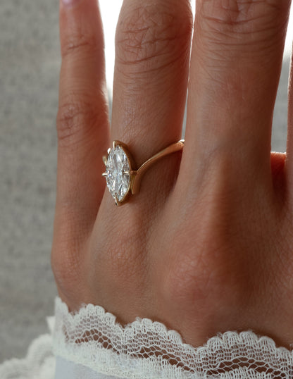 1.25 - 3.0 CT Marquise Shaped Lab Grown Diamond Soliatire Style Engagement Ring