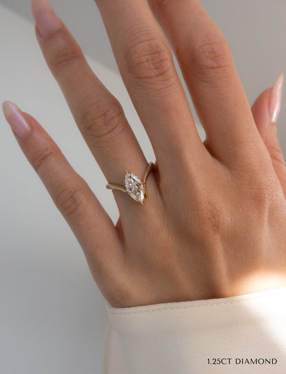 1.25 - 3.0 CT Marquise Shaped Lab Grown Diamond Soliatire Style Engagement Ring