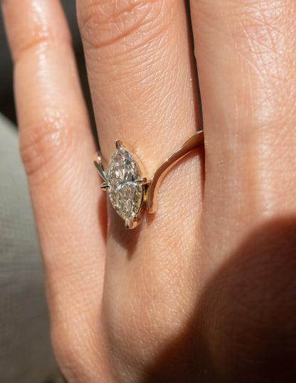 1.25 - 3.0 CT Marquise Shaped Lab Grown Diamond Soliatire Style Engagement Ring