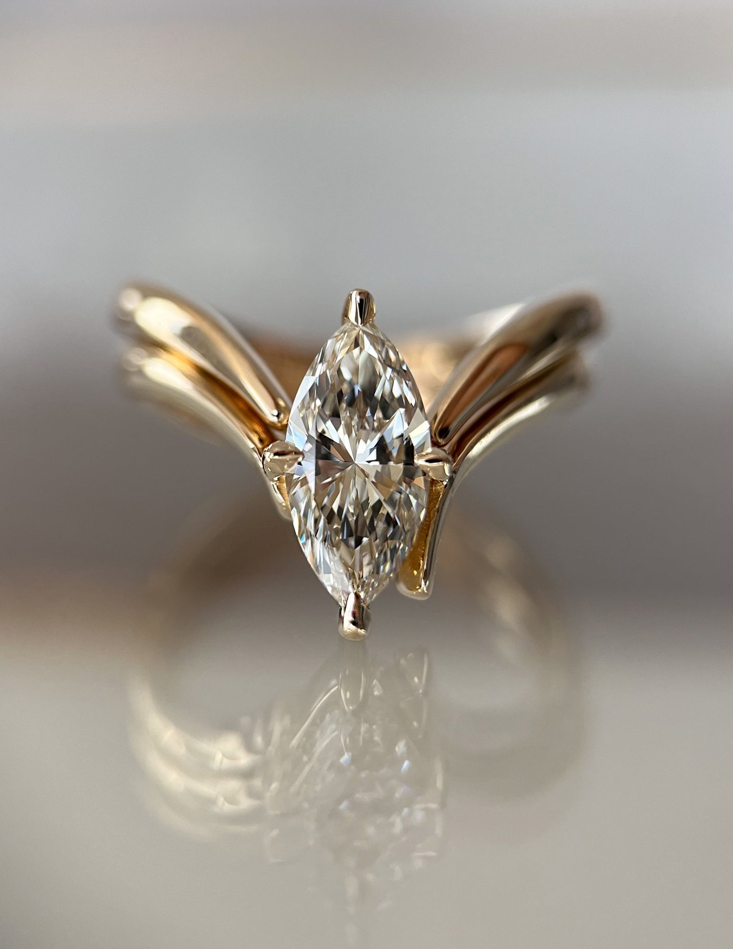 1.25 - 3.0 CT Marquise Shaped Lab Grown Diamond Solitaire Style Bridal Set