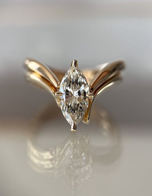 1.25 - 3.0 CT Marquise Shaped Lab Grown Diamond Solitaire Style Bridal Set