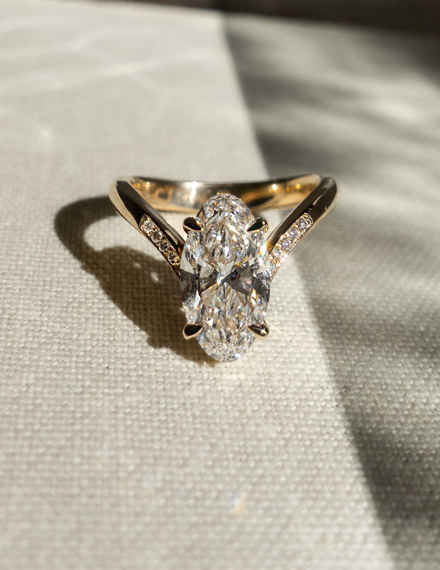 1.0 - 3.0 CT Moval Shaped Lab Grown Diamond Pave Style Engagement Ring