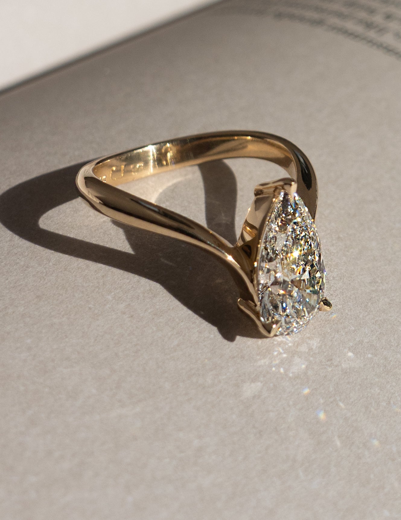 1.0 -3.0 CT Pear Shaped Lab Grown Diamond Soliatire Style Engagement Ring