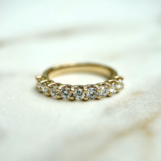 0.70 TCW Round Lab Grown Diamond Half Eternity Stackable Wedding Band