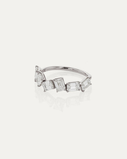 2.0 TCW Emerald Diamond Cluster Wedding Band