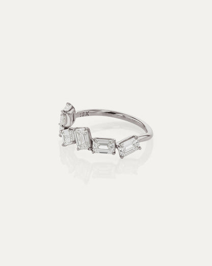 2.0 TCW Emerald Diamond Cluster Wedding Band