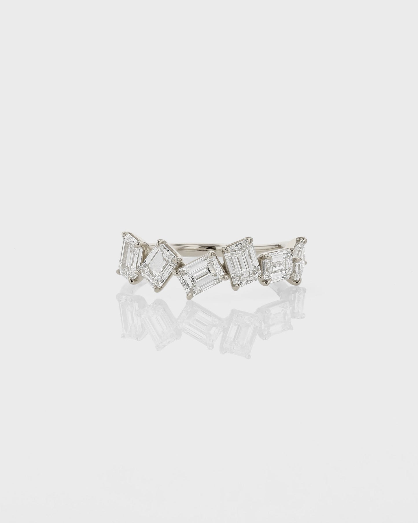 0.25 TCW Emerald EF-VVS Diamond Half  Endless Wedding Band