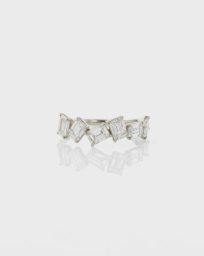 0.25 TCW Emerald EF-VVS Diamond Half  Endless Wedding Band
