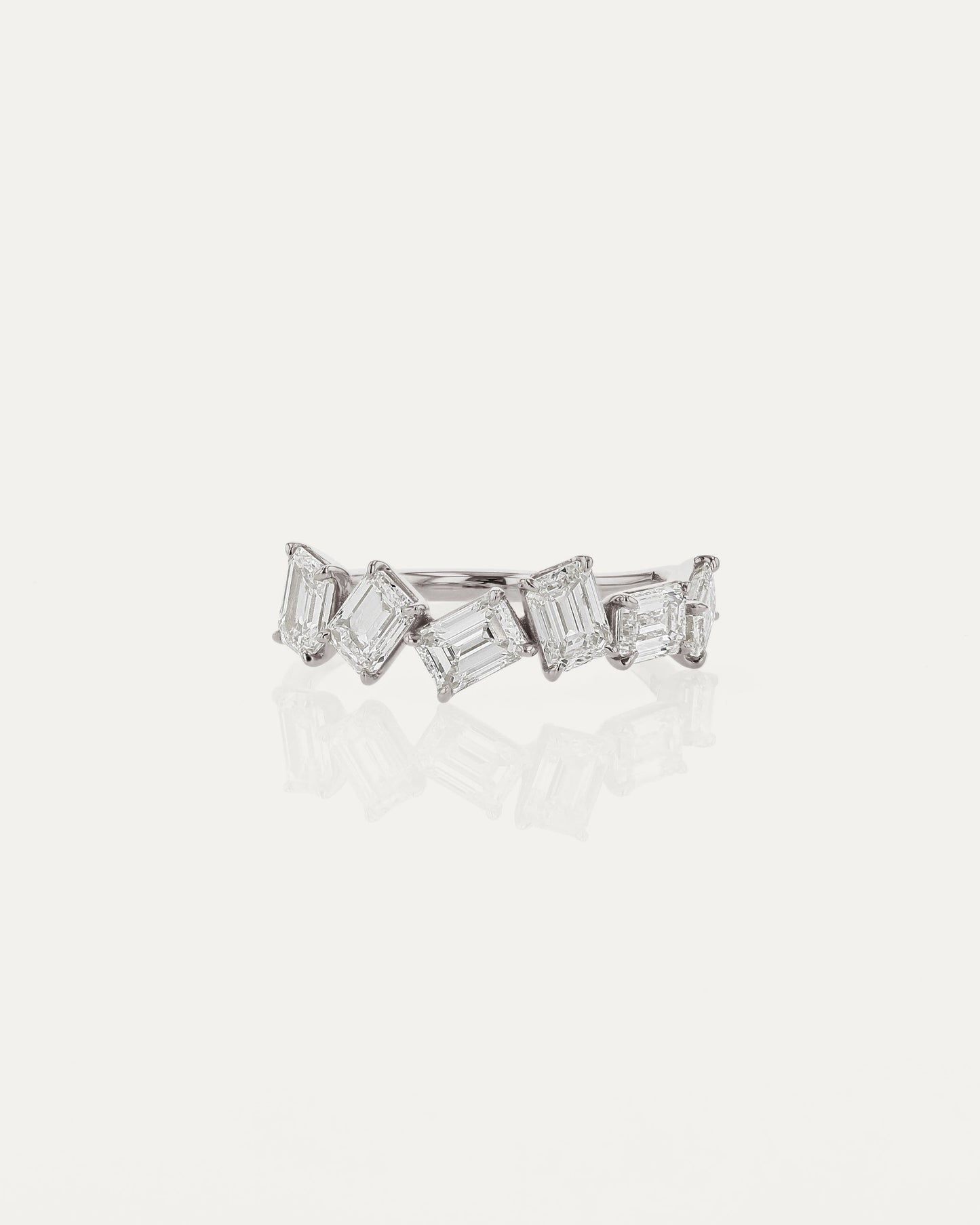 2.0 TCW Emerald Diamond Cluster Wedding Band