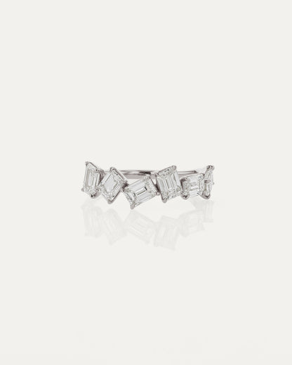 2.0 TCW Emerald Diamond Cluster Wedding Band