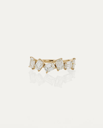 2.0 TCW Emerald Diamond Cluster Wedding Band