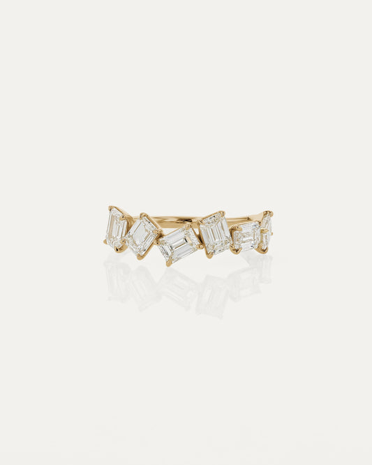 2.0 TCW Emerald Diamond Cluster Wedding Band