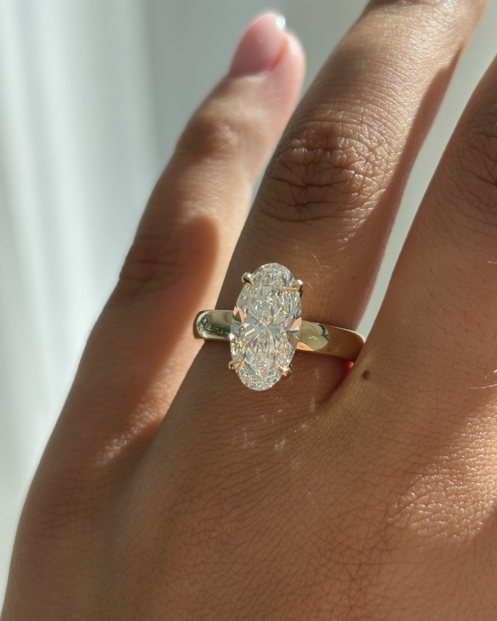 Margot- Oval Solitaire Signet Style Lab Grown Diamond Engagement Ring