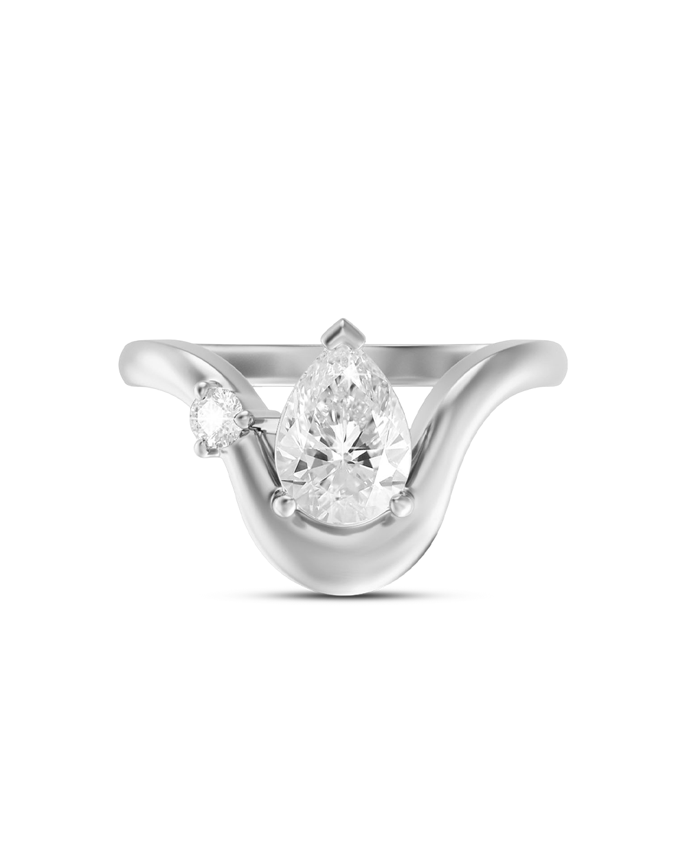 Daphne- Pear Curved Style Lab Grown Diamond Engagement Ring
