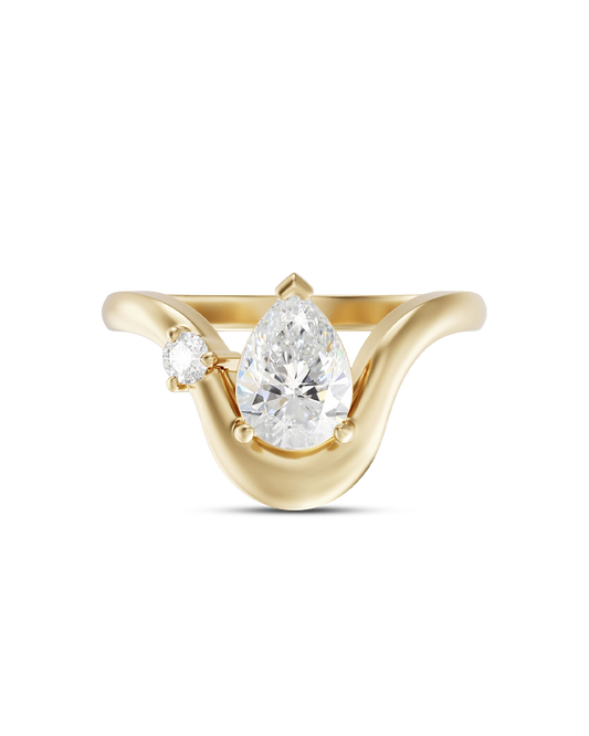 Daphne- Pear Curved Style Lab Grown Diamond Engagement Ring