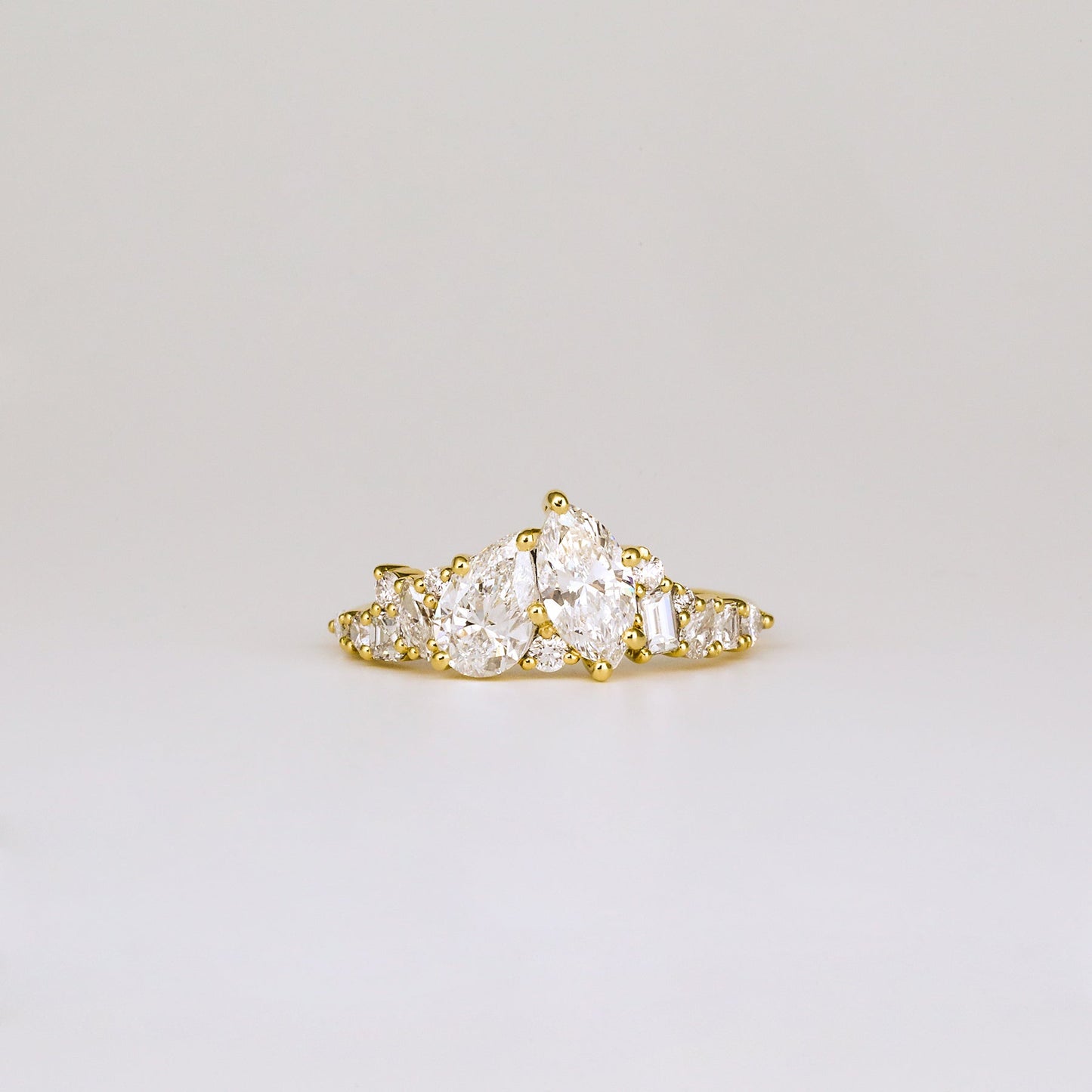 1.46 TCW Marquise, Round, Baguette, Pear & Asscher EF-VVS Diamond Cluster Wedding Band
