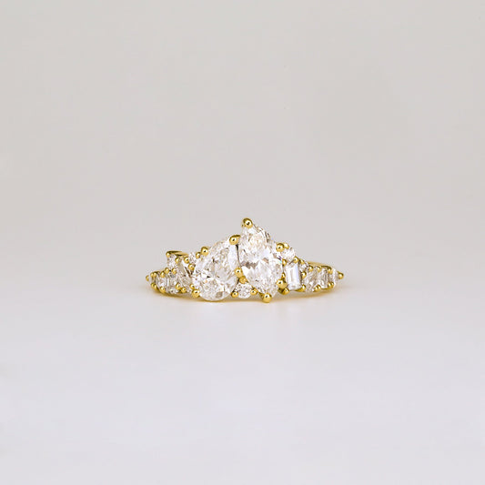 1.46 TCW Marquise, Round, Baguette, Pear & Asscher EF-VVS Diamond Cluster Wedding Band