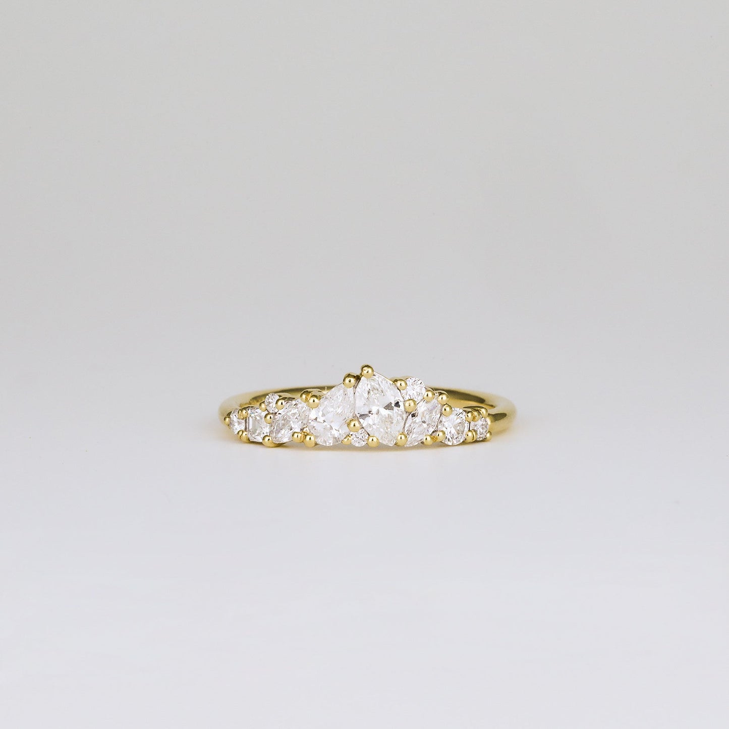 0.61 TCW Round, Pear, & Marquise EF- VVS Diamond Cluster Wedding Band