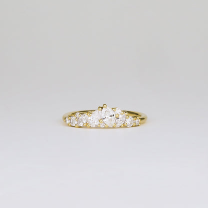 0.61 TCW Round, Pear, & Marquise EF- VVS Diamond Cluster Wedding Band