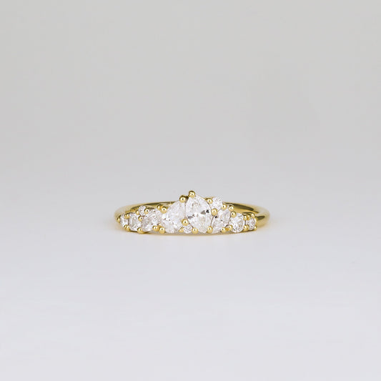 0.61 TCW Round, Pear, & Marquise EF- VVS Diamond Cluster Wedding Band
