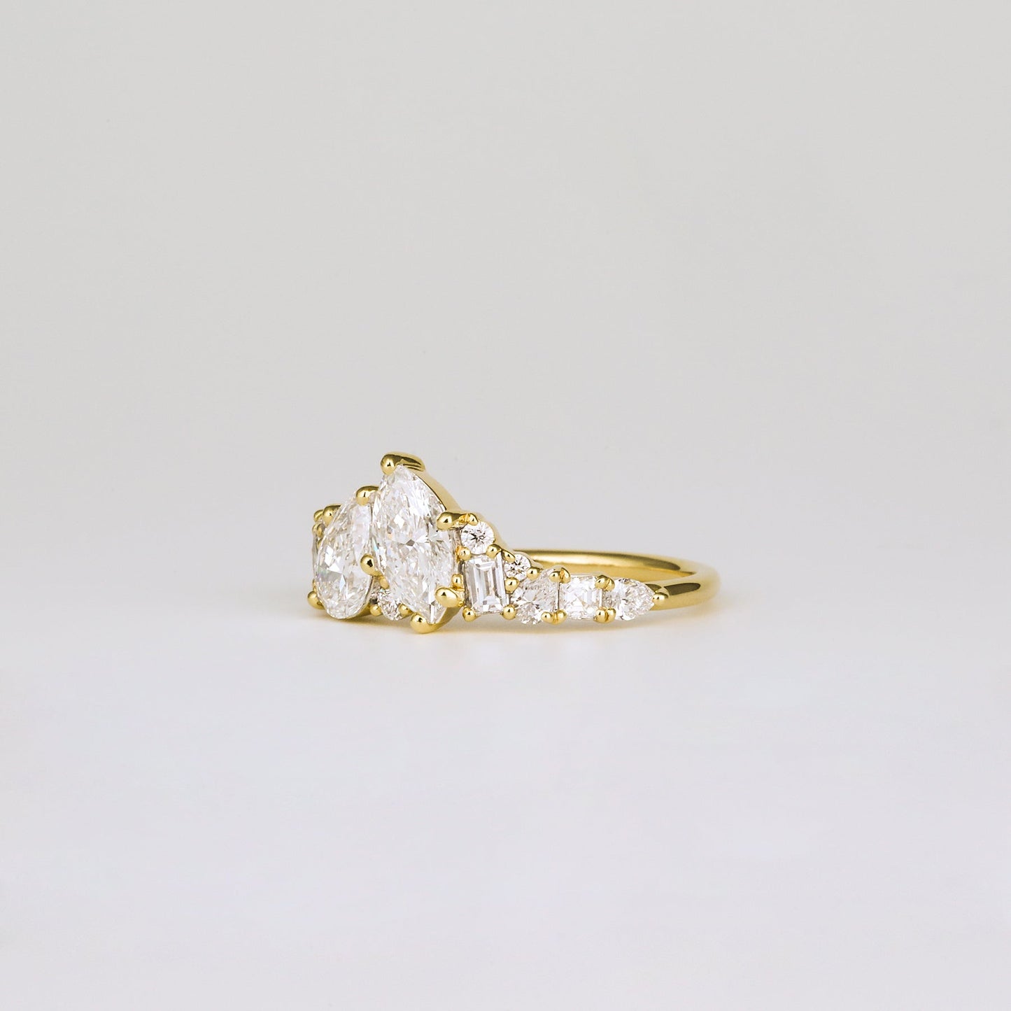 1.46 TCW Marquise, Round, Baguette, Pear & Asscher EF-VVS Diamond Cluster Wedding Band