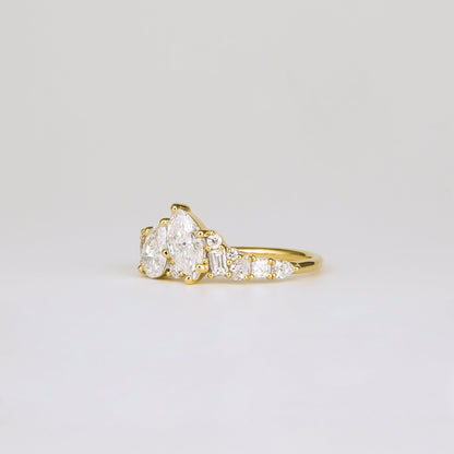 1.46 TCW Marquise, Round, Baguette, Pear & Asscher EF-VVS Diamond Cluster Wedding Band
