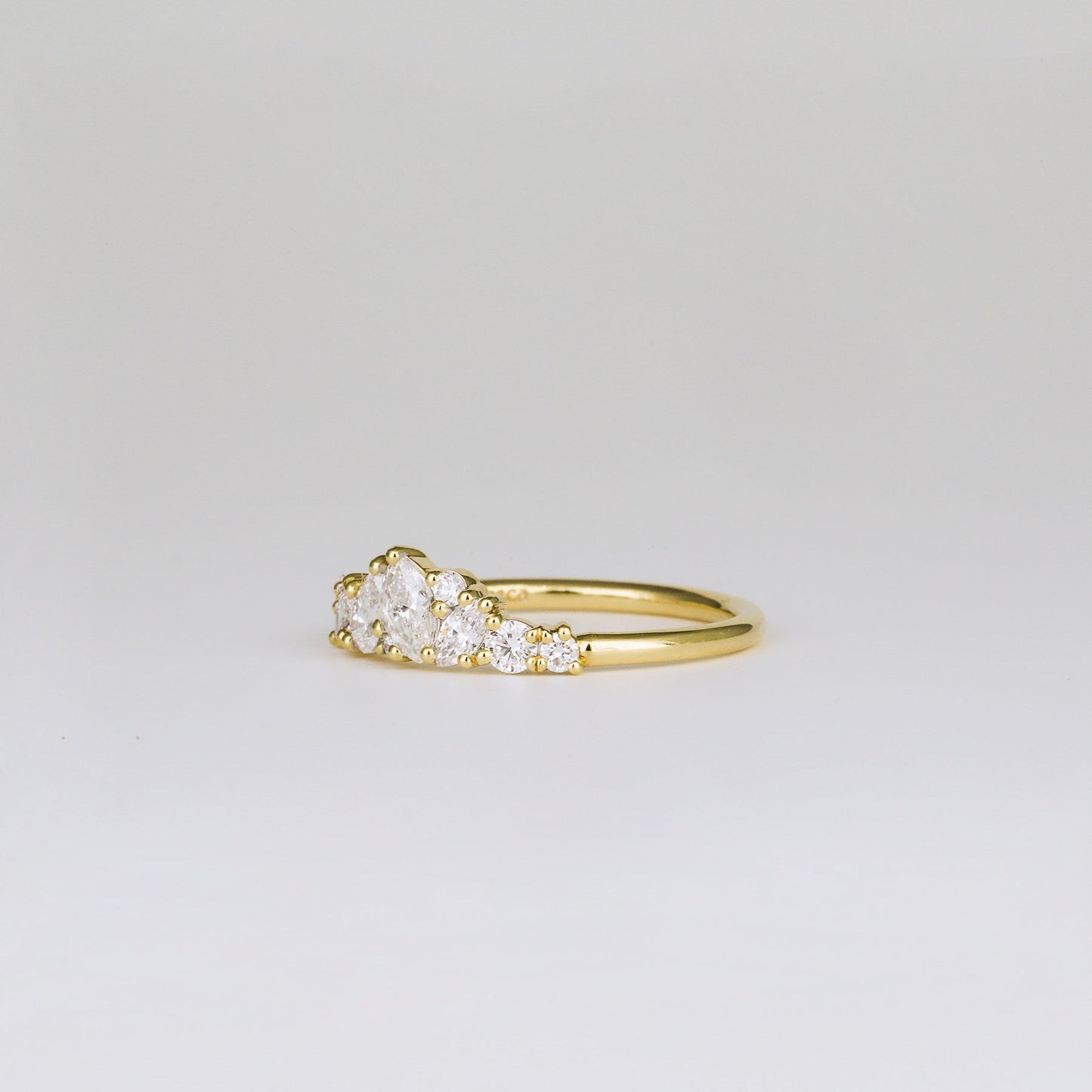 0.61 TCW Round, Pear, & Marquise EF- VVS Diamond Cluster Wedding Band