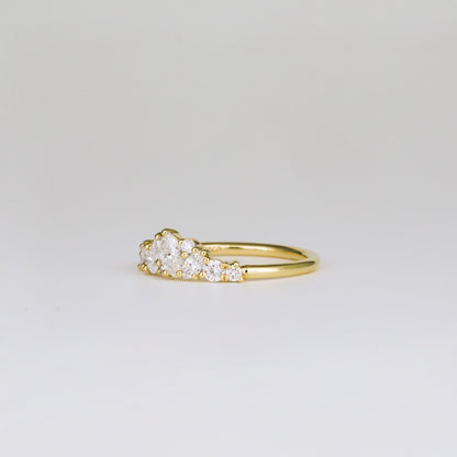 0.61 TCW Round, Pear, & Marquise EF- VVS Diamond Cluster Wedding Band