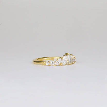 0.61 TCW Round, Pear, & Marquise EF- VVS Diamond Cluster Wedding Band