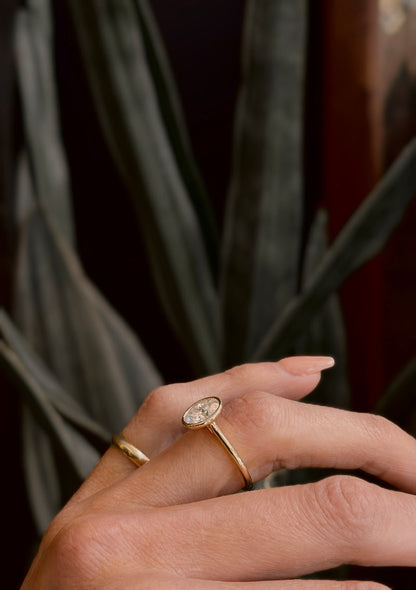 Bezel Ring with 2.0 CT Oval Cut Moissanite