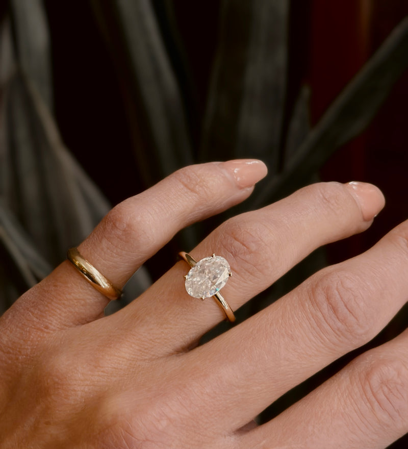 Solitaire Ring with 3.50 CT Oval Cut Moissanite