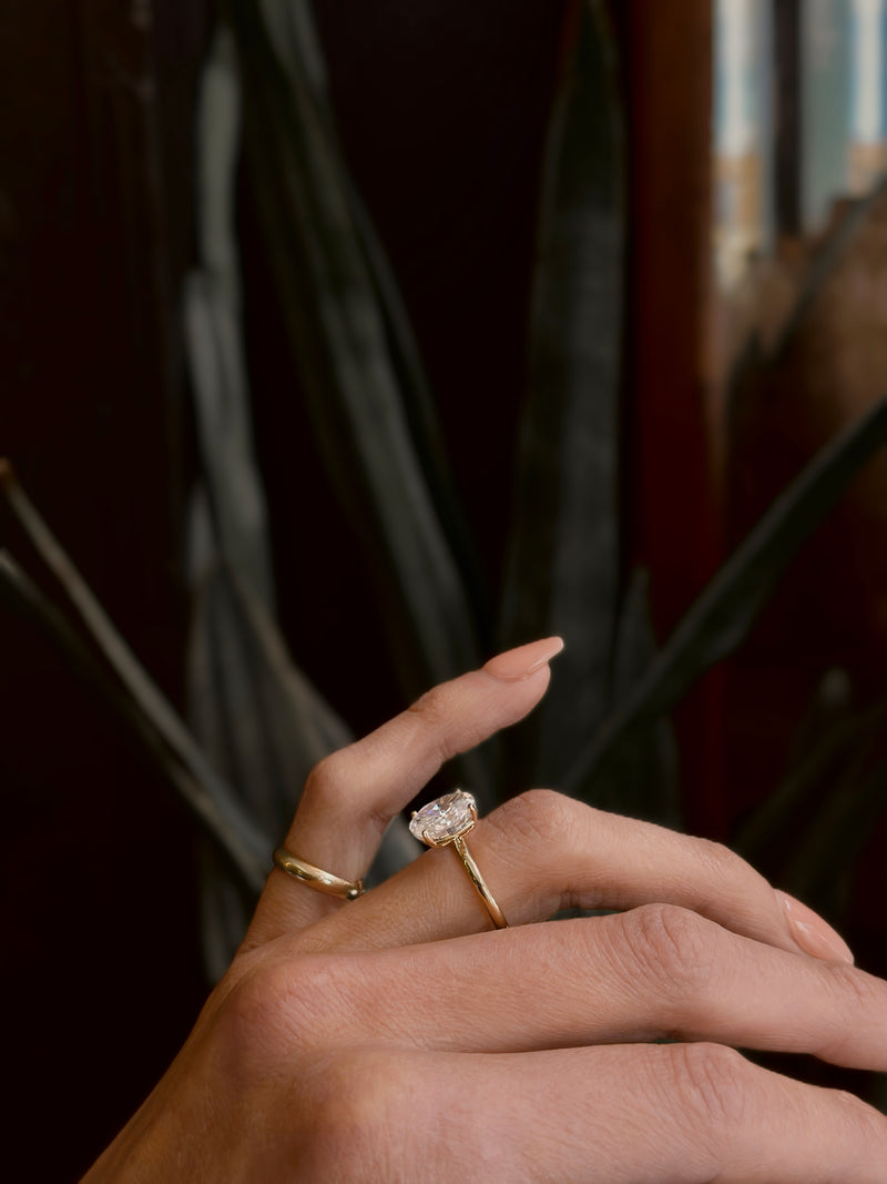 Solitaire Ring with 3.50 CT Oval Cut Moissanite