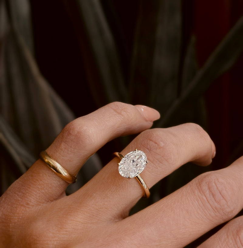 Solitaire Ring with 3.50 CT Oval Cut Moissanite
