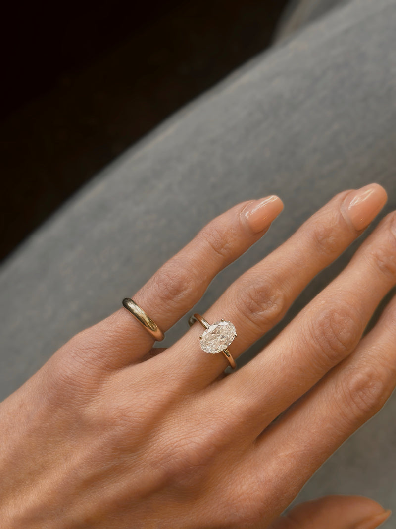 Solitaire Ring with 3.50 CT Oval Cut Moissanite