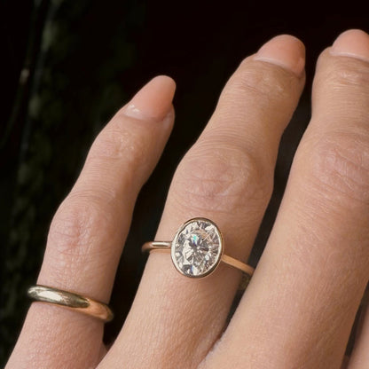 Bezel Ring with 2.0 CT Oval Cut Moissanite